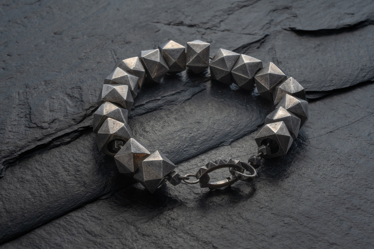 Big Studded Bracelet, oxidized finish – 925 sterling silver bracelet by Leony Jewellery