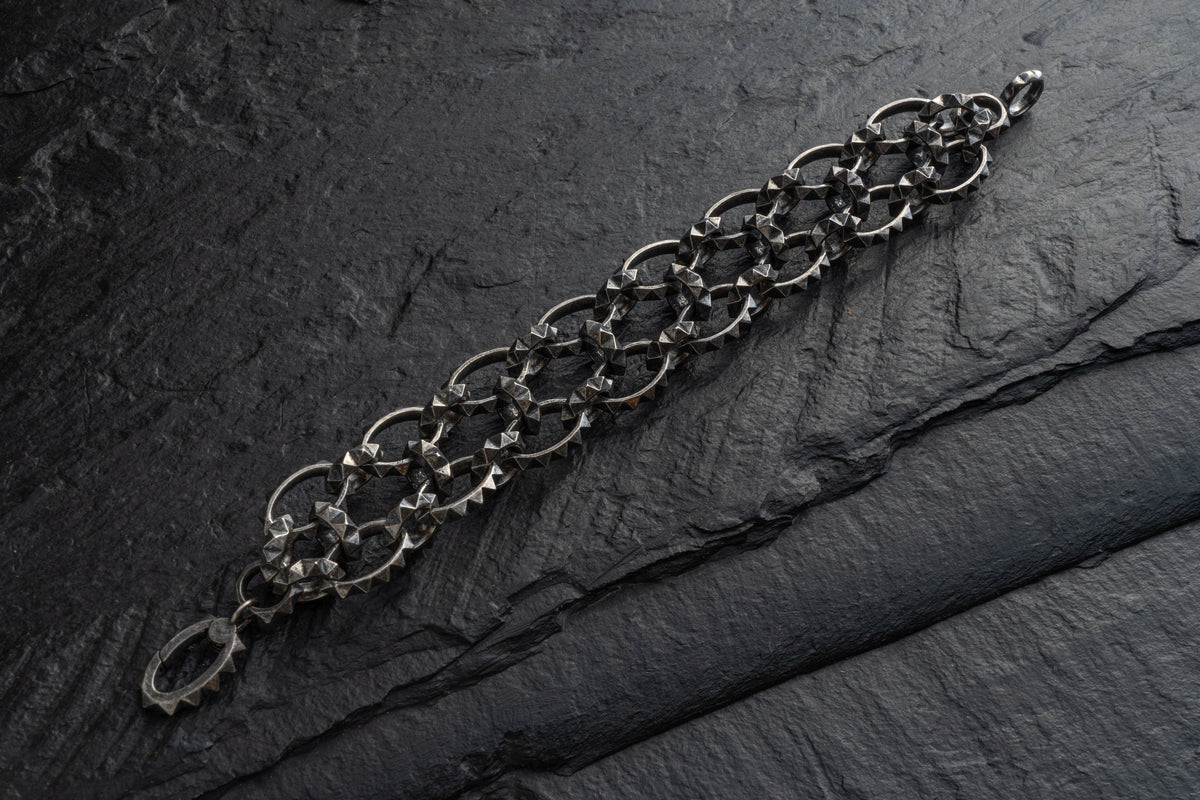 Double Row Oval Bracelet, oxidized finish – 925 sterling silver bracelet by Leony Jewellery