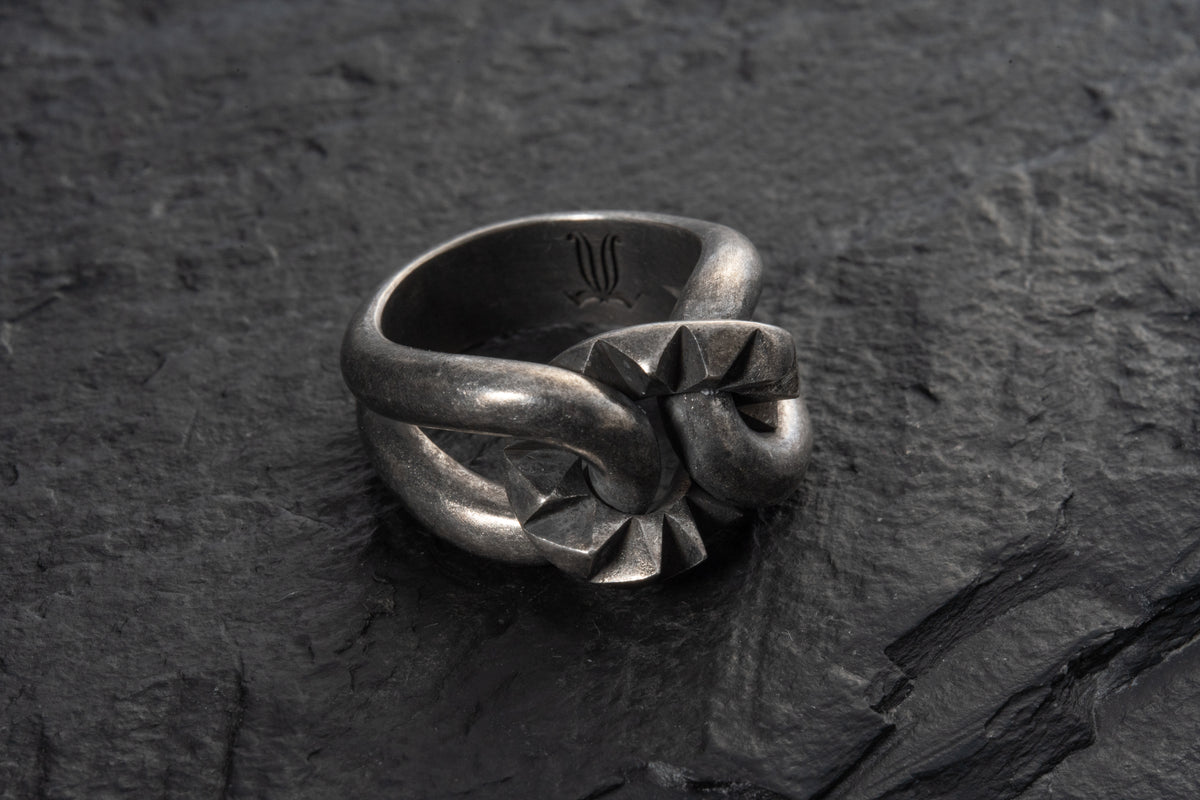 Groumette Studded Ring, oxidized finish – 925 sterling silver ring by Leony Jewellery