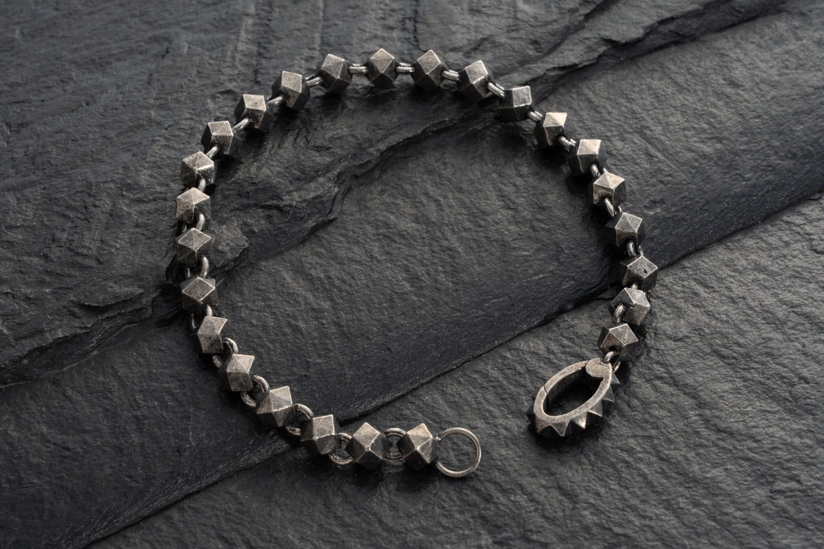 Slim Stud Rosary Bracelet, oxidized finish – 925 sterling silver bracelet by Leony Jewellery