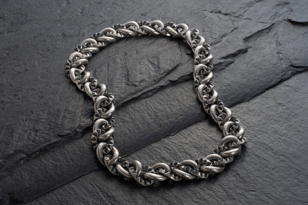 Slim Studded Groumette, oxidized finish – 925 sterling silver necklace by Leony Jewellery