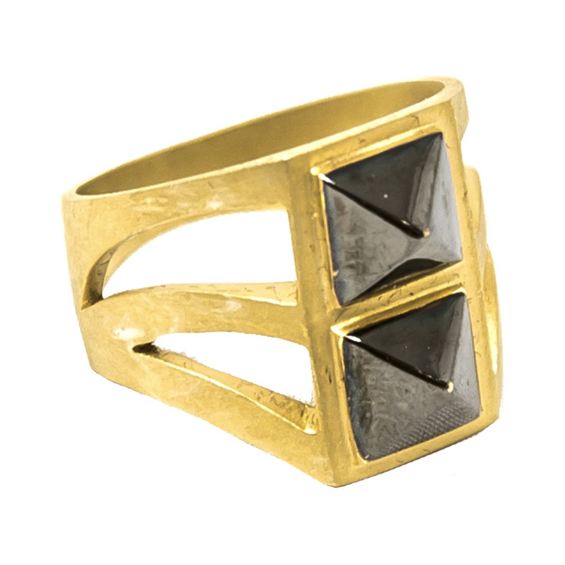 LEONY double stud ring in gold and dark silver
