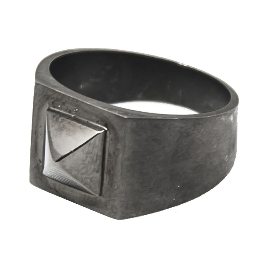 LEONY stud signet ring in dark silver
