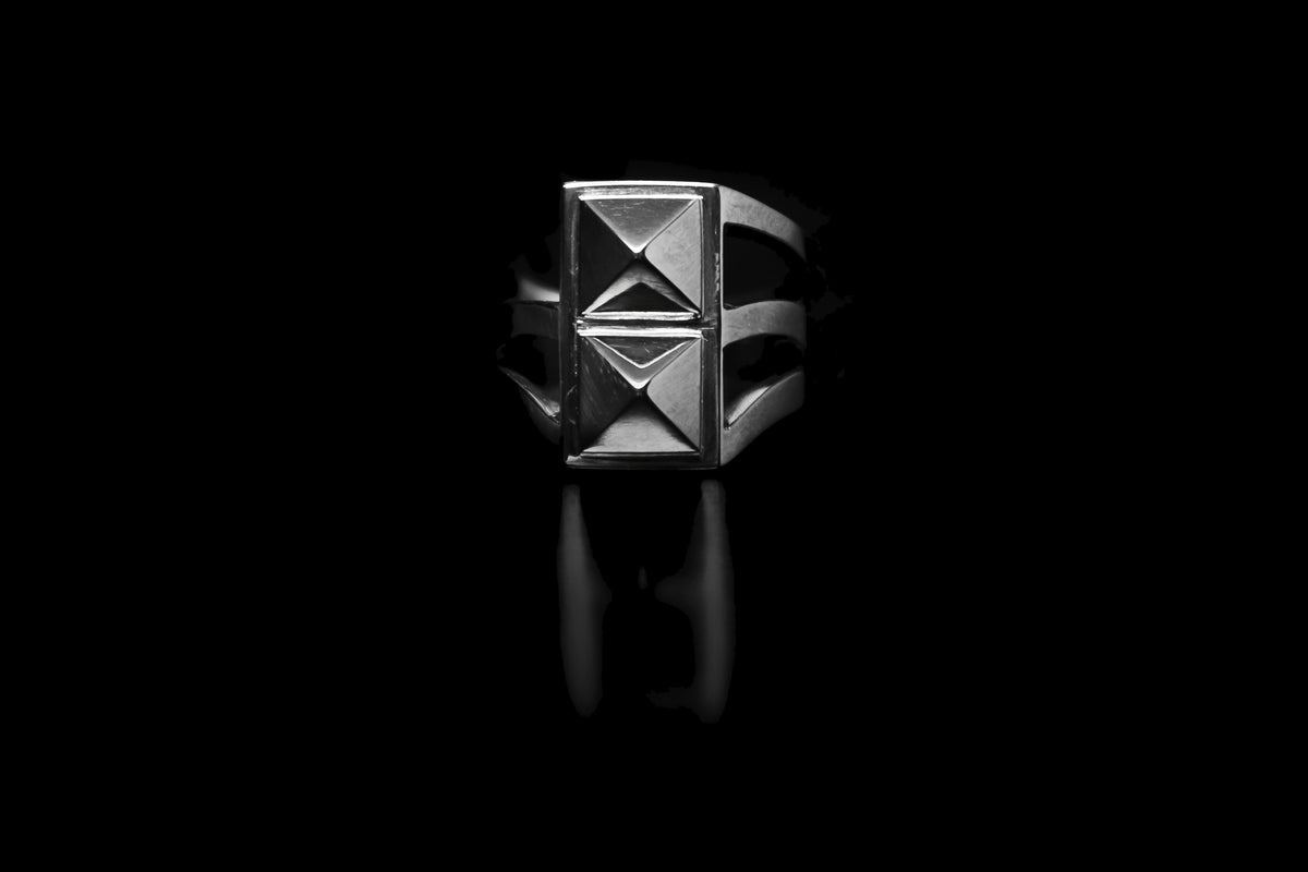 Double Stud Open Sides Ring – 925 sterling silver ring by Leony Jewellery