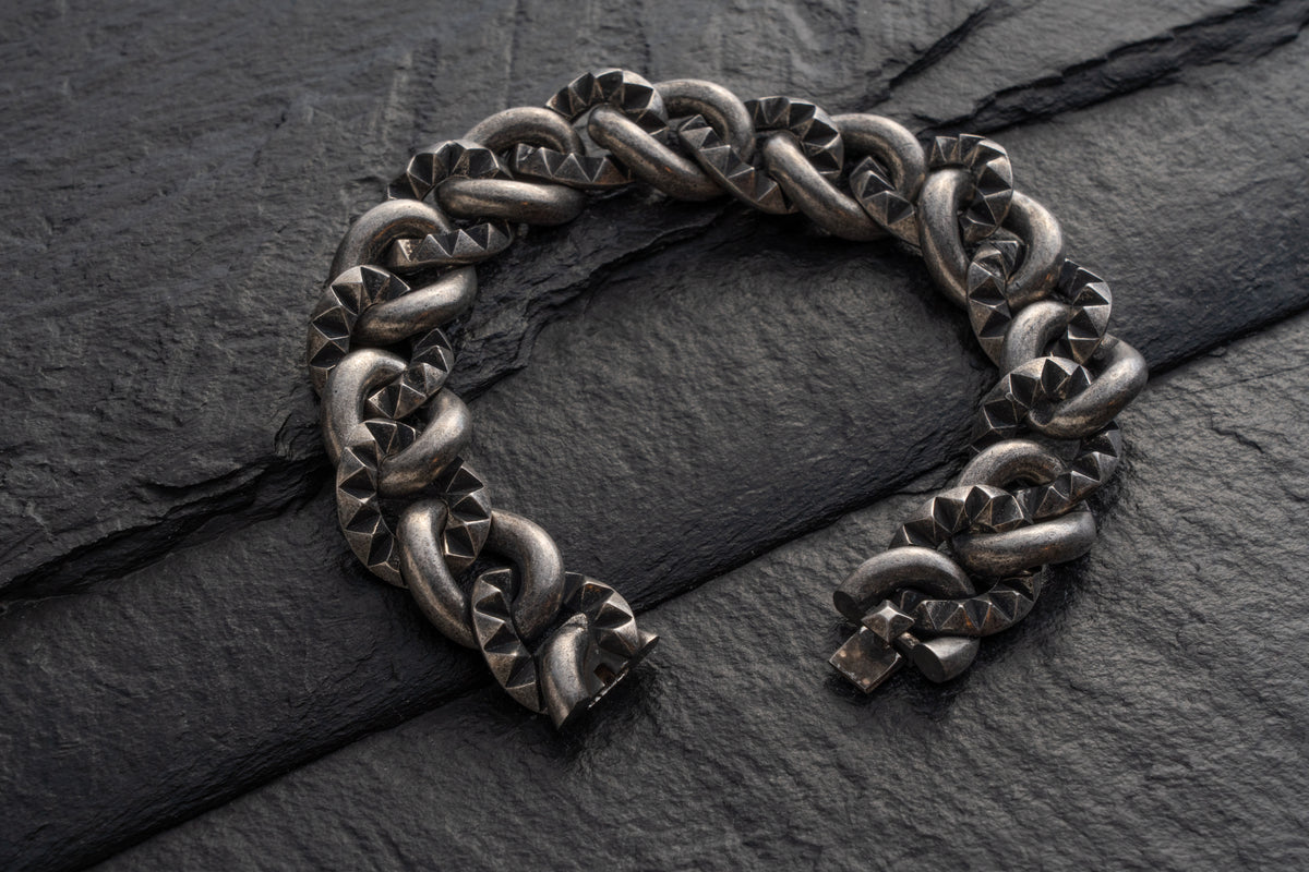 Slim Groumette Studded Bracelet, oxidized finish – 925 sterling silver bracelet by Leony Jewellery