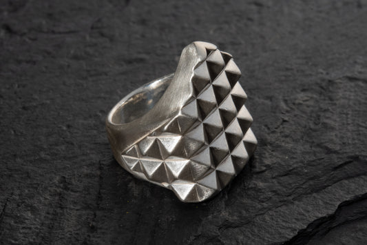 Square Spike Ring with Studs Empty – 925 sterling silver ring by Leony Jewellery