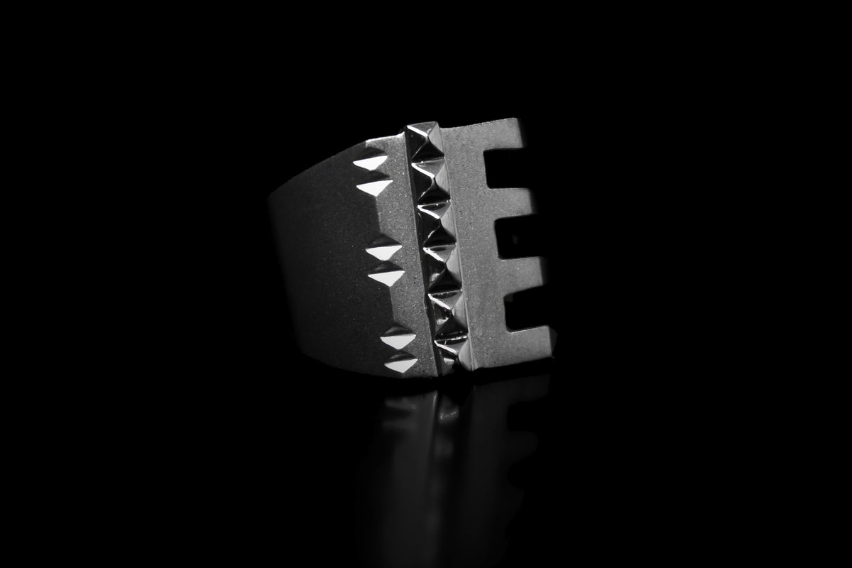 Stud Line with Greek Ring, second view – 925 sterling silver ring by Leony Jewellery