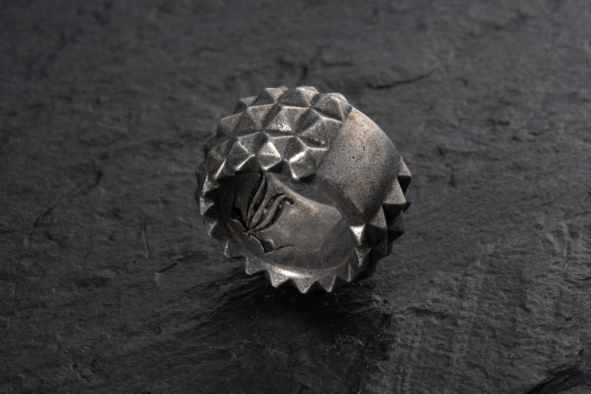 Studded Band Ring, oxidized finish – 925 sterling silver ring by Leony Jewellery