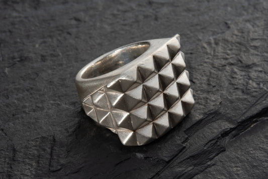 Studded Square Ring Empty – 925 sterling silver ring by Leony Jewellery