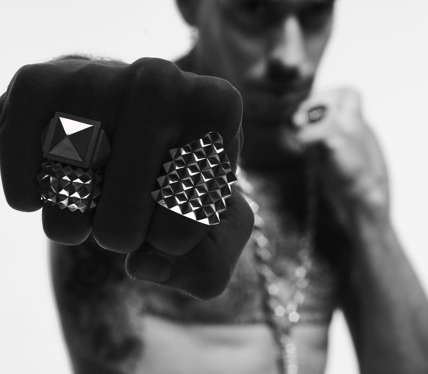 Fist with LEONY studded rings
