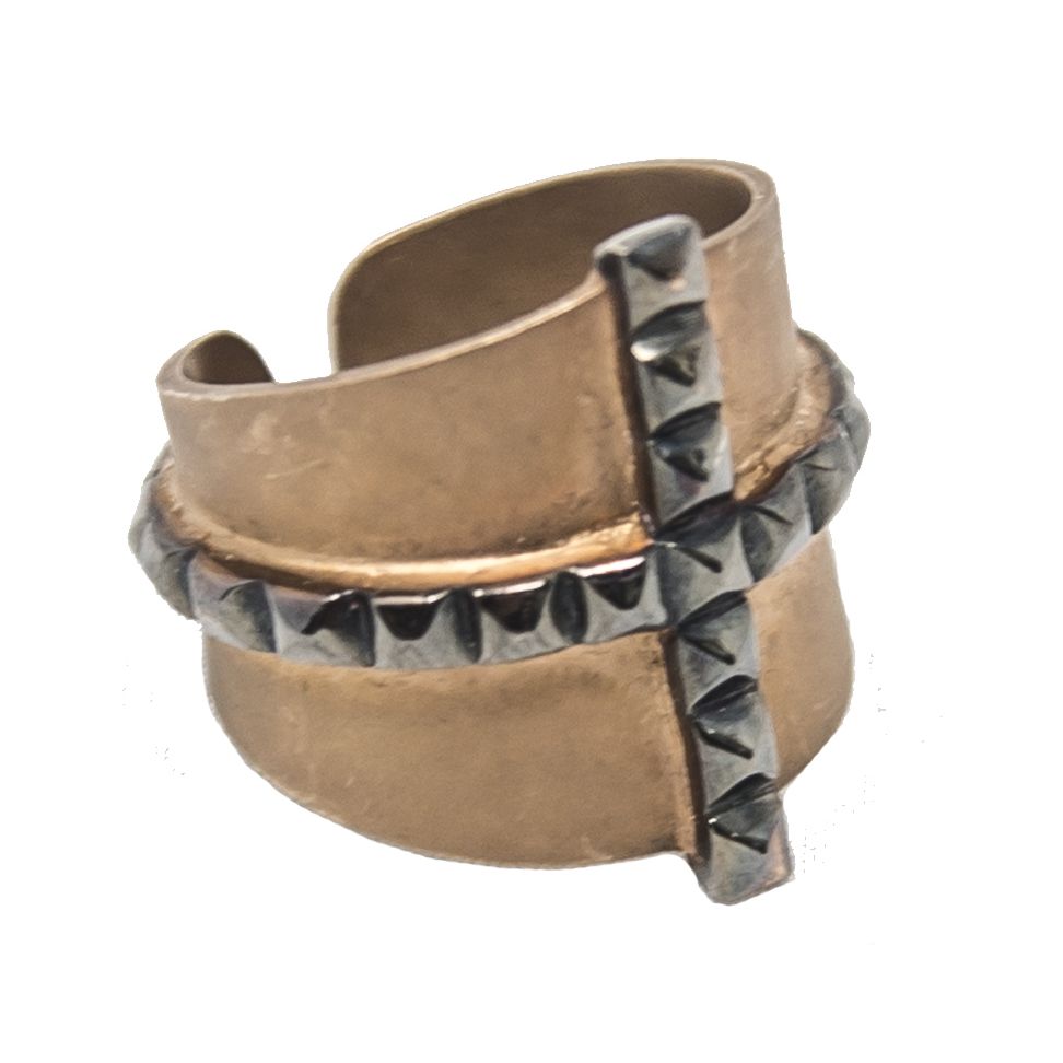 LEONY cross ring in bronze and dark silver