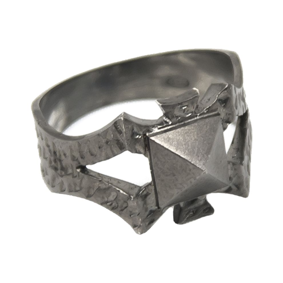 LEONY cross stud ring in dark silver