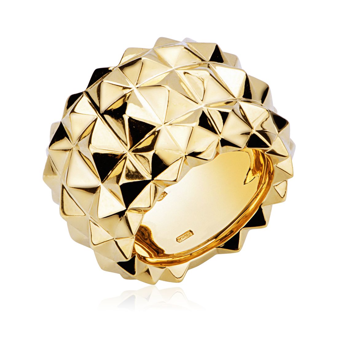 LEONY studded band ring in gold